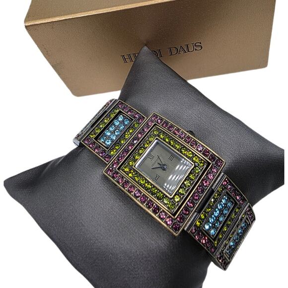 Heidi Daus "Changeable Art" Pave' Crystal Reversible Watch/Bracelet New Battery - Picture 1 of 8